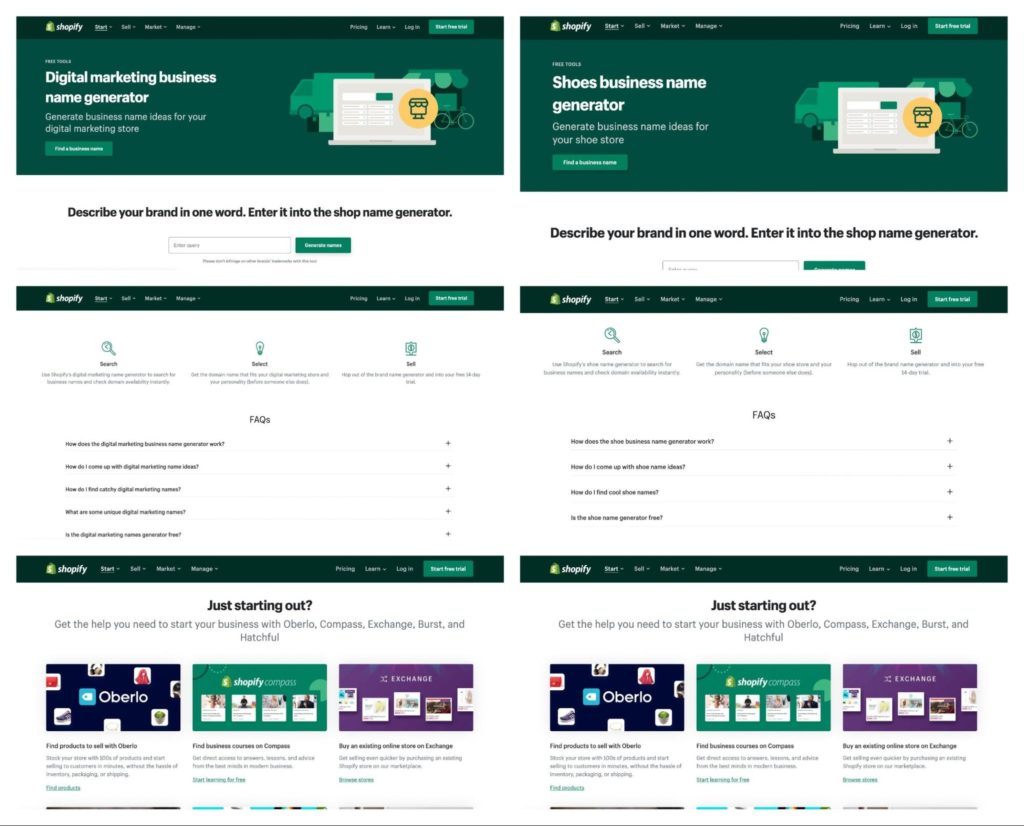 Business Name Generator - Shopifys Landing Page Template